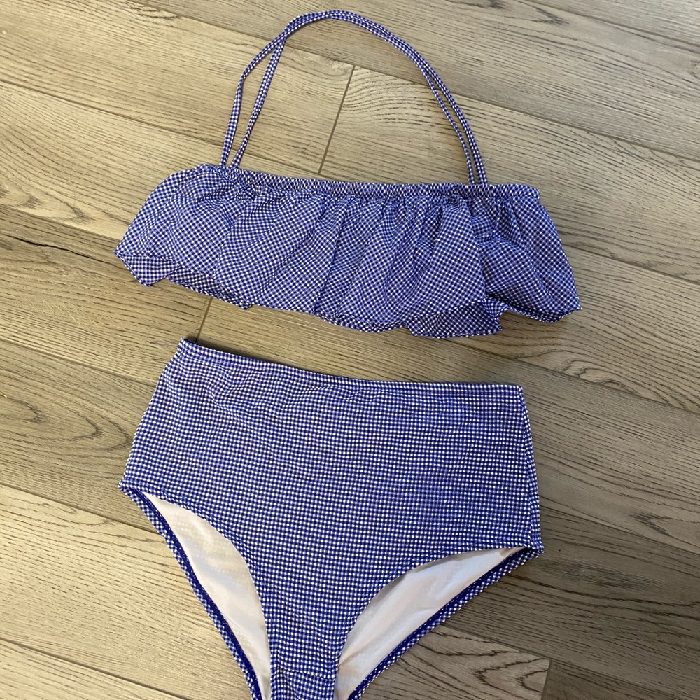 J. Crew high waisted swimsuit gingham